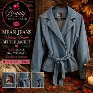 Mean Jeans S Vintage Belted Denim Fall Jacket